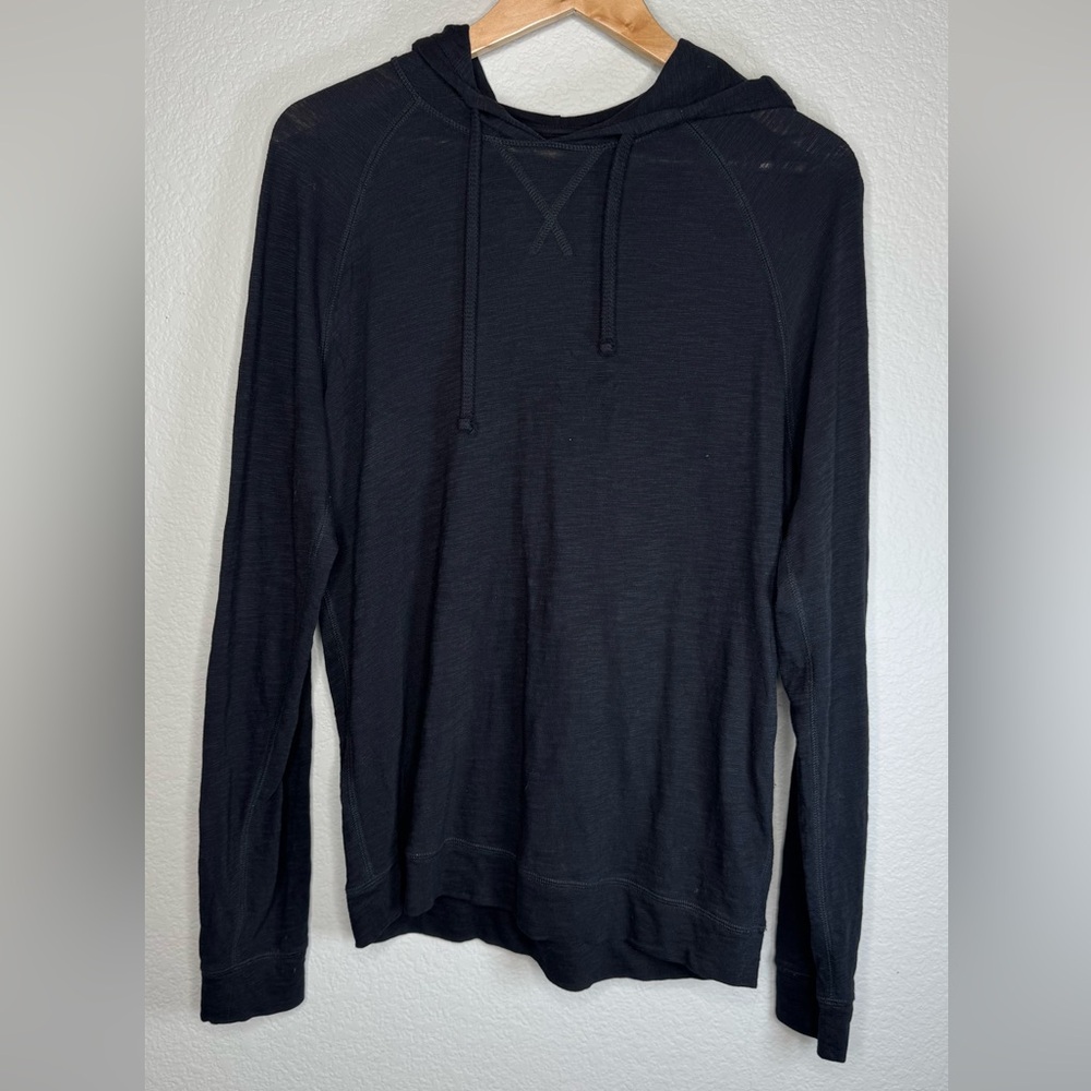 Vince Slub Cotton Lightweight Hoodie Black Size‎ S 100% Cotton Peru Pullover